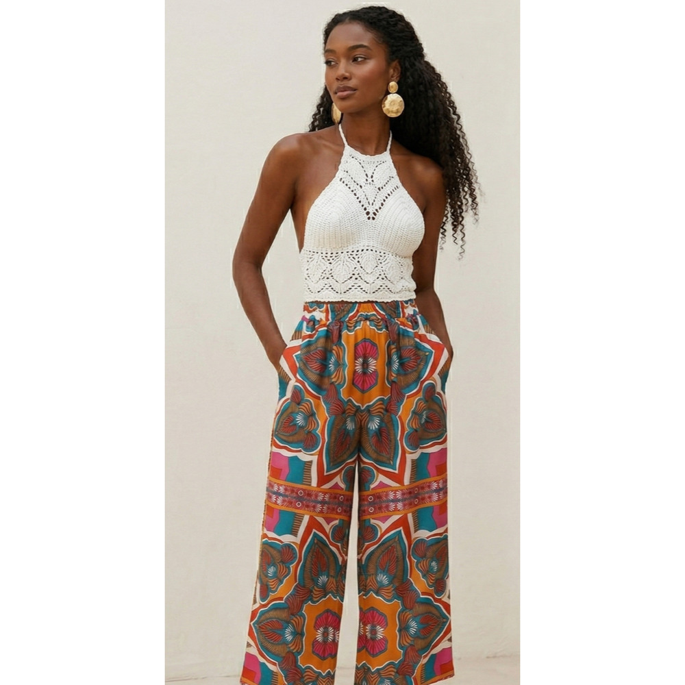 Peach Brand Women's Multicolor Vibrant Colors Cropped Pants  Sz L